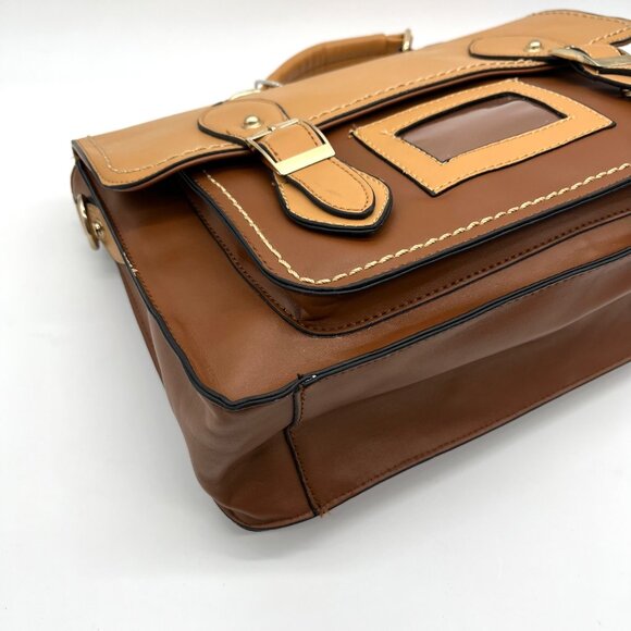 Move & Moda Brown Faux Leather Work Convertible Crossbody Briefcase - Picture 5 of 12